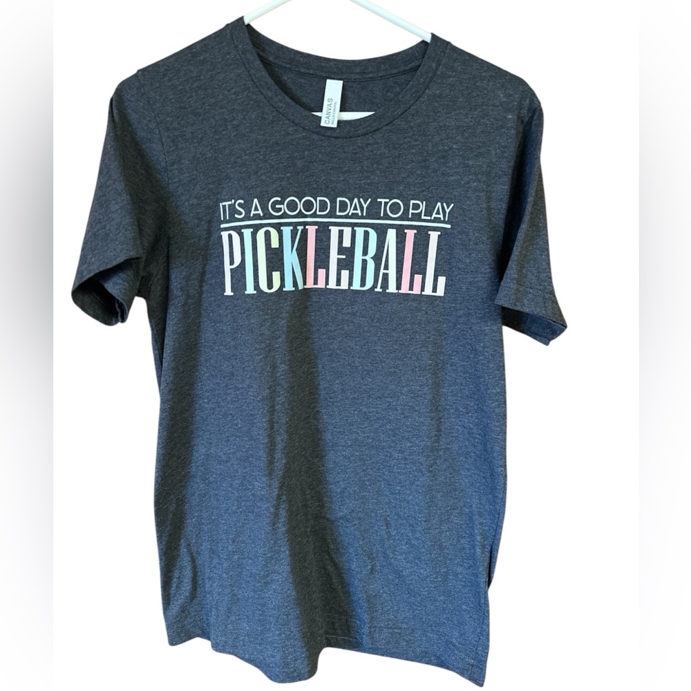 Bella Canvas It’s a Good Day To Play Pickleball Charcoal T-Shirt Medium